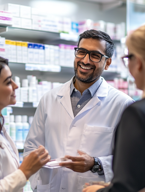 Pharmacists having a discussion